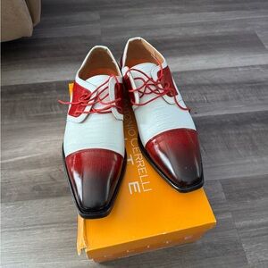 Red/white leather dress shoes size 11